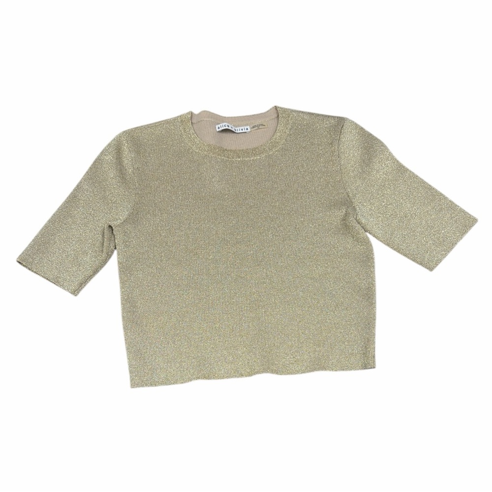 Alice + Olivia Gold Short Sleeve Knit Top